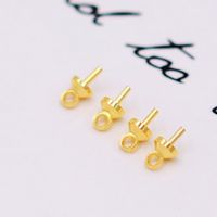 Pure Copper Gold-plated Color Retention Small Sheep Eye Nail Pearl Hanging 3/4/5mm Ear Studs Earrings Accessories Diy Ornament Accessories sku image 3
