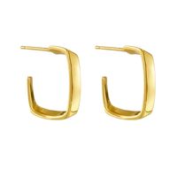 Korean New Square Fashion Hollow 14k Gold Plated Copper Earrings sku image 2