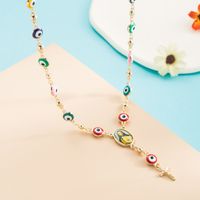 Fashion Jewelry Copper Inlaid 18k Gold Resin Character Necklace Devil's Eye Pendant Short Necklace Accessories main image 8