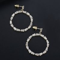 Simple Round Korean Temperament Female Models Copper Earrings With Zirconium Earrings Banquet Earrings sku image 4