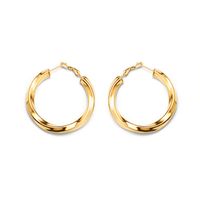 Français Marka Rétro Tempérament Tordu C En Forme De Boucles D'oreilles En Titane Acier Plaqué 18k Réel Or Irrégulière Boucles D'oreilles F249 sku image 1