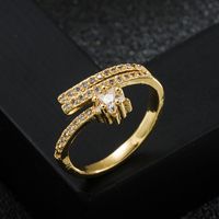 Mode Kupfer Reales Gold Überzogen Micro Intarsien Grün Zirkon Ring Großhandel sku image 1