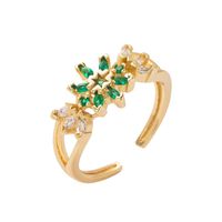 Fashion New Copper Gold-plated Micro Inlaid Zircon Flower-shaped Ring Female main image 2