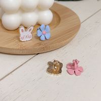 Cute Flower Rabbit Earrings Cute Small Fresh Earrings sku image 3