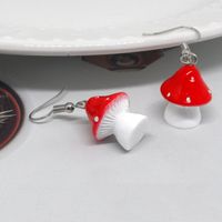 Fashion Simple Polka Dot Mushroom Cartoon Three-dimensional Resin Earrings main image 4