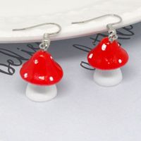 Fashion Simple Polka Dot Mushroom Cartoon Three-dimensional Resin Earrings main image 3