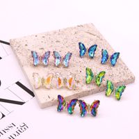 Mode Bunte Kristall Fee Schmetterling Kupfer Stud Ohrringe main image 1