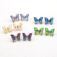 Fashion Colorful Crystal Fairy Butterfly Copper Stud Earrings main image 5