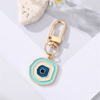 Simple Colorful Eyes Heart Keychain Alloy Irregular Round Bag Pendant Accessories main image 4
