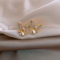 Alloy Rhinestones Pearl Earrings main image 2