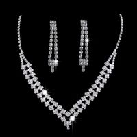 Fashion Shining Rhinestone Claw Chain Wedding Bride Necklace Earrings Suit Copper main image 1