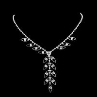 Fashion Crystal Rhinestone Leaves Necklace And Earrings Suit Wedding Accessories Copper main image 3