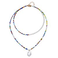 Mode Perle Halskette Weibliche Anhänger Doppel-schicht Perlen Bunte Schlüsselbein Kette main image 2