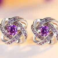 Factory Direct Supply Diamond Rhinestone Crystal Flowers Stud Earrings Ornament Foreign Trade Cross-border main image 2