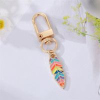 Colorful Oil Mushroom Feather Keychain Dried Flower Leaves Bag Pendant Accessories sku image 1