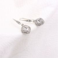 Cross-border Hot Sale High-end Elegant All-match Square Zircon Earrings European And American Ladies Jewelry Wholesale Direct Supply main image 1