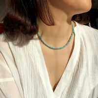 Retro Gemstone Handmade Turquoise Necklace Clavicle Chain main image 1