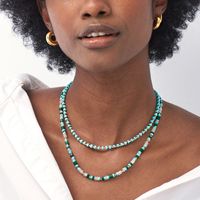 Retro Gemstone Handmade Turquoise Necklace Clavicle Chain main image 5