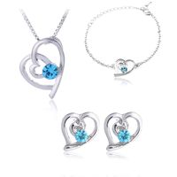 Fashion Wholesale Crystal Heart-shaped Alloy Earrings Set main image 5