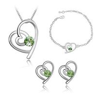 Fashion Wholesale Crystal Heart-shaped Alloy Earrings Set main image 4
