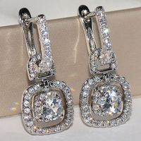 Fashion Ladies Shining Zircon Earrings Copper White Gold Plated Wholesale main image 3