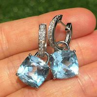 Fashion New Inlaid Light Blue Square Zircon Copper Earrings Valentine's Day Gift main image 4