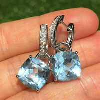 Fashion New Inlaid Light Blue Square Zircon Copper Earrings Valentine's Day Gift main image 3