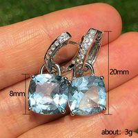 Fashion New Inlaid Light Blue Square Zircon Copper Earrings Valentine's Day Gift main image 2