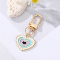 Simple Colorful Eyes Heart Keychain Alloy Irregular Round Bag Pendant Accessories main image 2