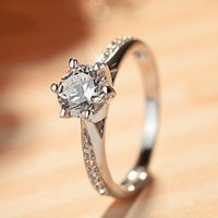 Fashion New Wedding Six-claw Zircon Copper Ring main image 1