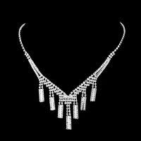 New Bridal Ornament Full Diamond Set Women's Tassel Multi-layer Copper Necklace main image 2