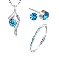 Fashion Crystal Ornament Necklace Bracelet Stud Earrings Three-piece Set main image 1