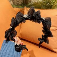 New Spring And Summer Black Mesh Headband Diamond Bow Sweet Hair Accessories sku image 1