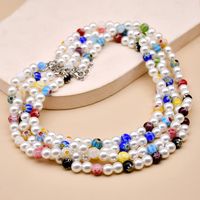 Bohemian Style Diy Rainbow Color Glass Bead Flower Handmade String Round Beads Necklace main image 3