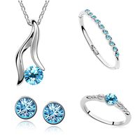 Fashion Jewelry Wholesale Four-piece Crystal Alloy Jewelry Set sku image 1