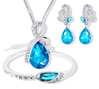 Crystal Angel Tears Set Water Drop Necklace Butterfly Tear Stud Earrings Glass Shoes Bracelet main image 2