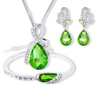 Crystal Angel Tears Set Water Drop Necklace Butterfly Tear Stud Earrings Glass Shoes Bracelet sku image 2