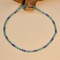 Bohemian Turquoise Semi-precious Stone Handmade Beaded Necklace sku image 1