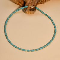 Retro Gemstone Handmade Turquoise Necklace Clavicle Chain sku image 1