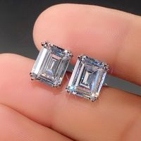 Fashion 8*10 Rectangular Zircon Simple Unisex Earrings Copper main image 2