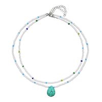 Fashion Alloy Color Bead Necklace Women's Double Layered sku image 9