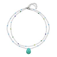 Fashion Alloy Color Bead Necklace Women's Double Layered sku image 2
