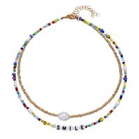 Fashion Alloy Color Bead Necklace Women's Double Layered sku image 11