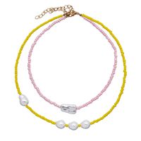 Fashion Alloy Color Bead Necklace Women's Double Layered sku image 12