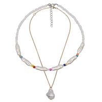 Fashion Alloy Color Bead Necklace Women's Double Layered sku image 13