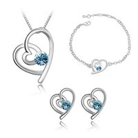 Fashion Wholesale Crystal Heart-shaped Alloy Earrings Set main image 3