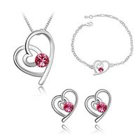 Fashion Wholesale Crystal Heart-shaped Alloy Earrings Set main image 2