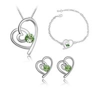 Fashion Wholesale Crystal Heart-shaped Alloy Earrings Set sku image 1
