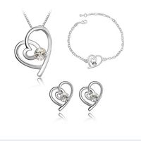 Fashion Wholesale Crystal Heart-shaped Alloy Earrings Set sku image 2