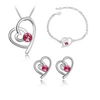 Fashion Wholesale Crystal Heart-shaped Alloy Earrings Set sku image 3